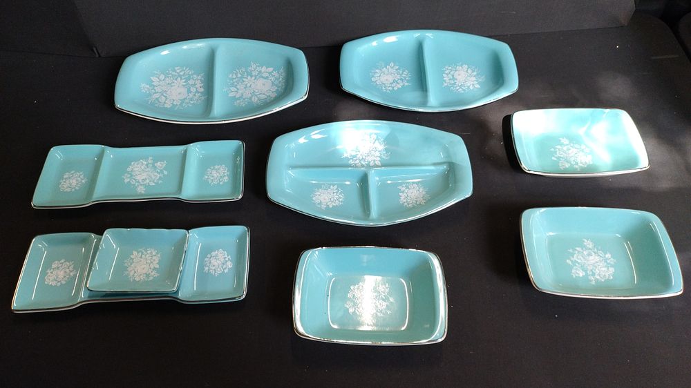 Lot 234: Rare Royal Winton duck egg blue sandwich serving...