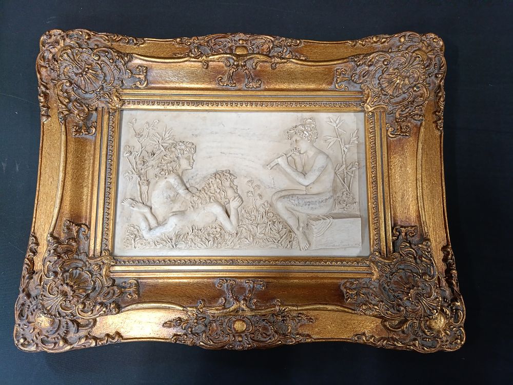 Lot 308: Vintage Marble cast in beautiful Ornate Frame approximately...