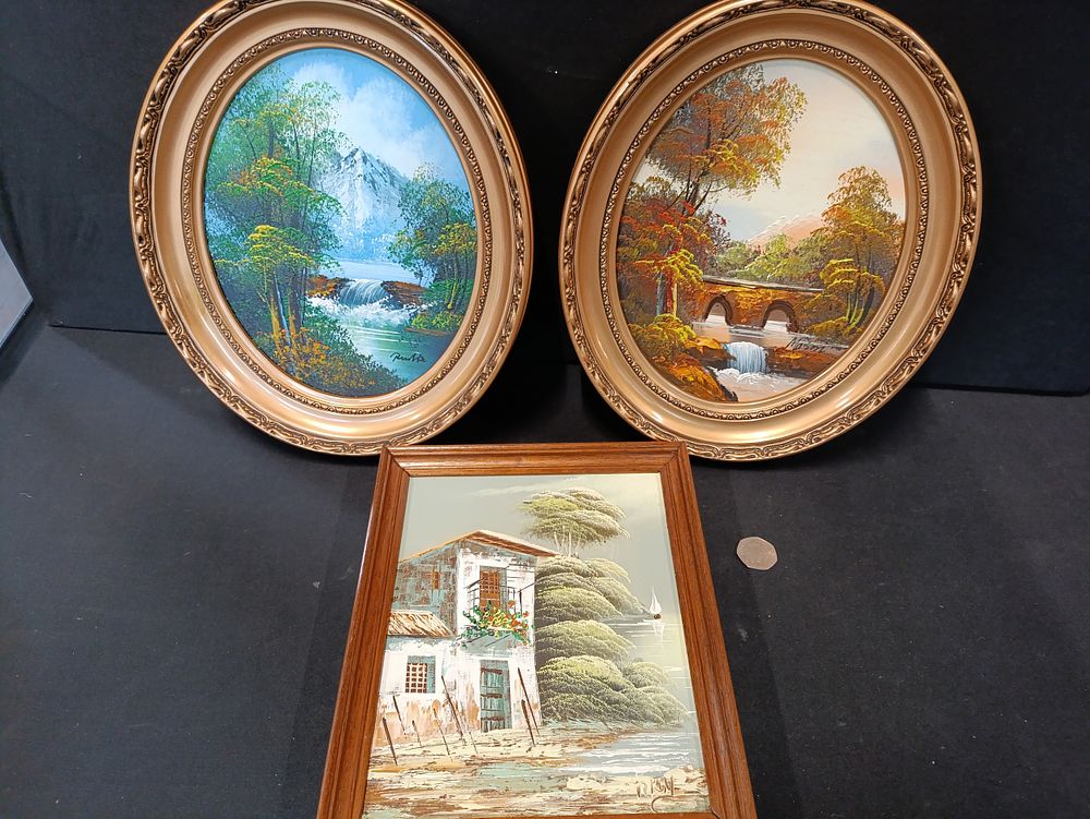 Lot 309: 3 beautiful original signed oil paintings