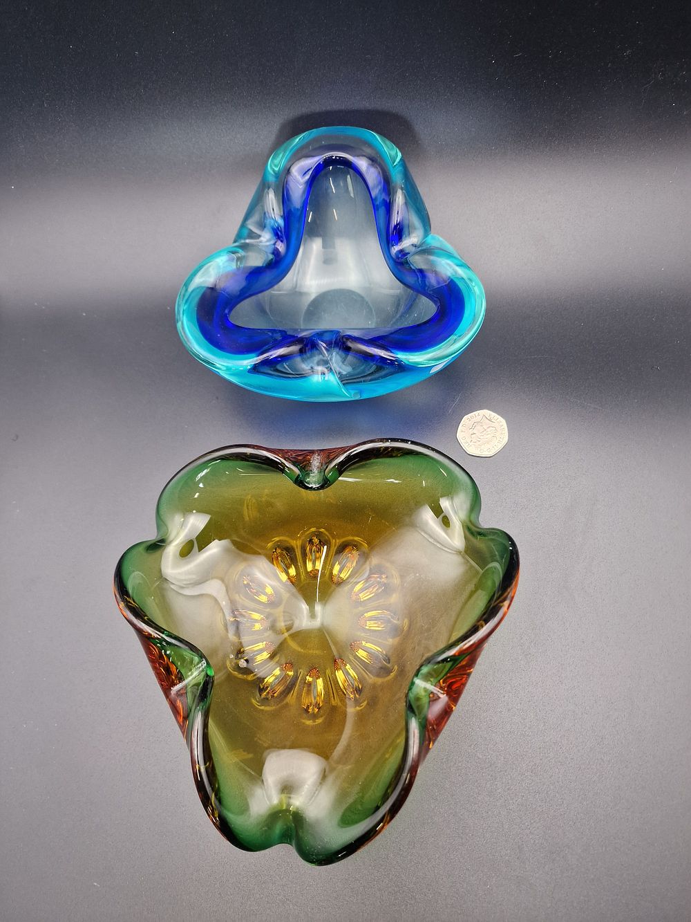 Lot 313: Two vintage muranno glass Ash trays.