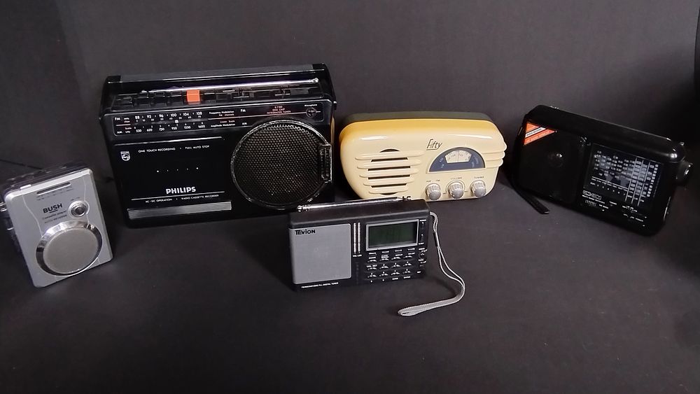 Lot 347: Five vintage battery operated radios including , Philips,Bush,...
