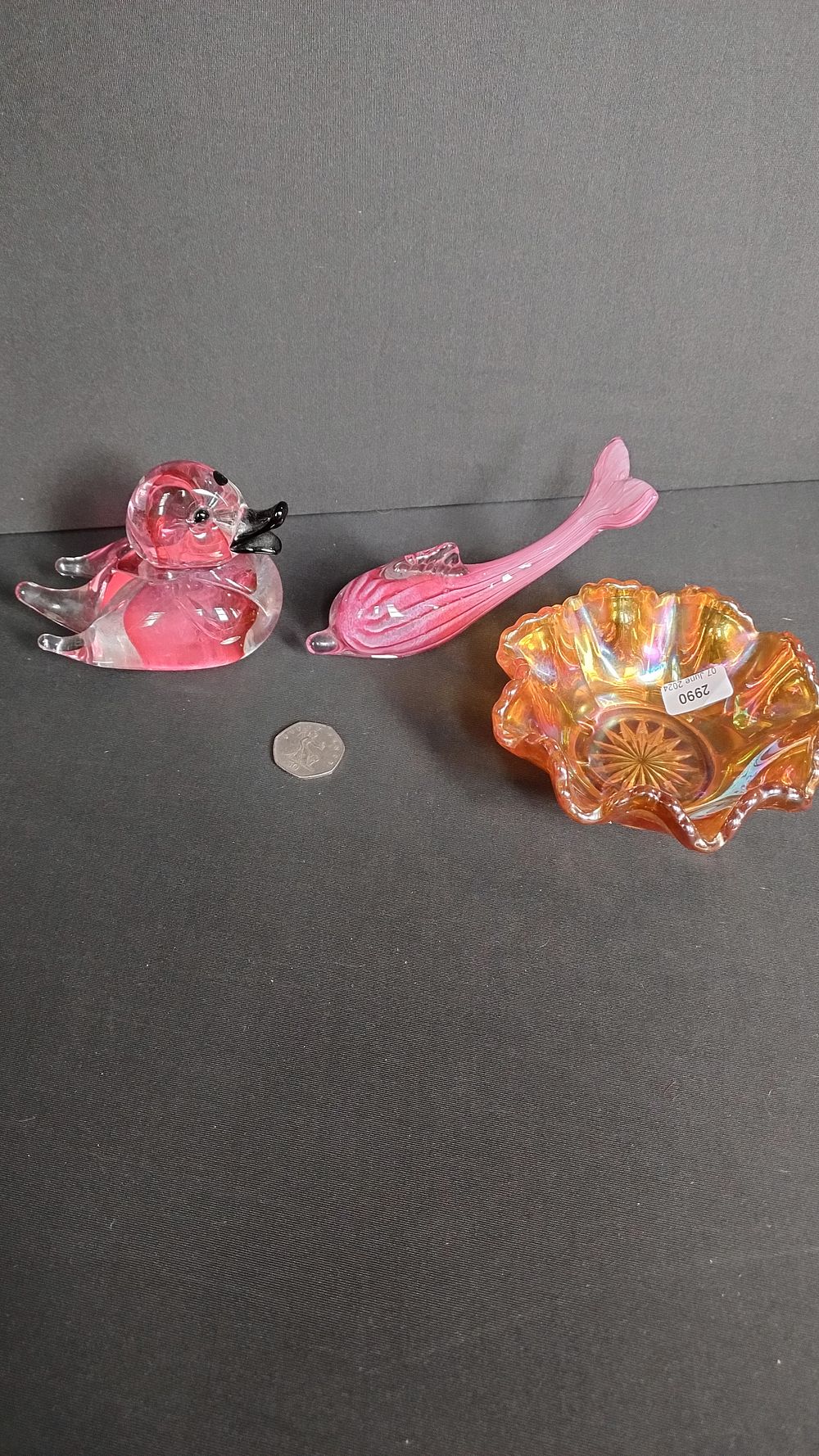 Lot 349: Two Murano animals, duck and dolphin both have...