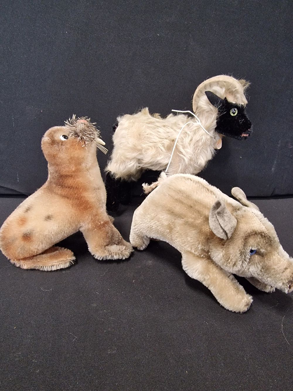 Lot 391: Three vintage Steiff- Humbug the wild boar, Snucki...