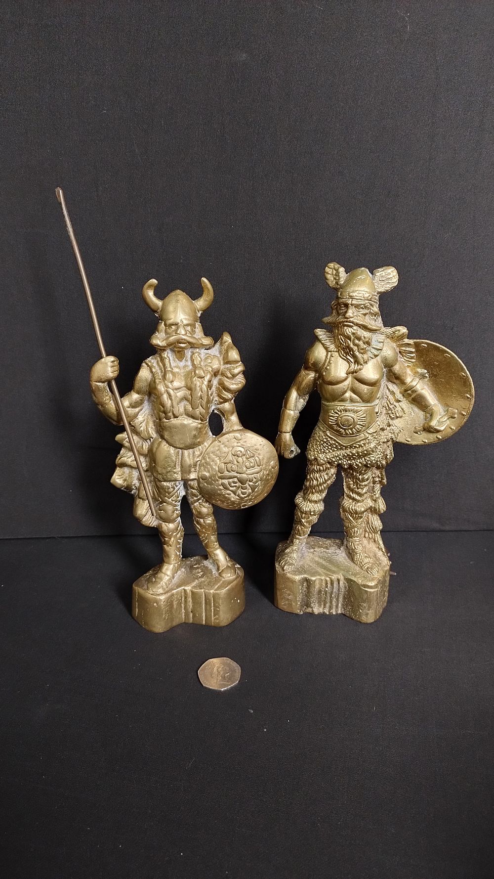 Lot 409: Two Vintage Solid Brass Heavy Viking Norseman Nordic...