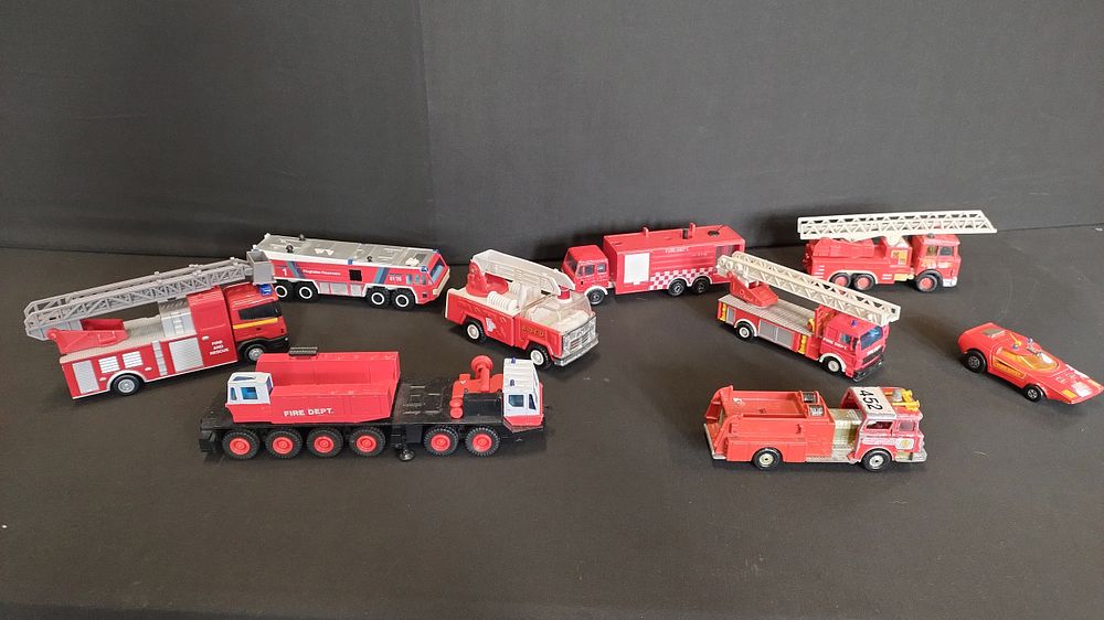 Lot 256: Selection of Diecast matchbox and corgi fire engines...