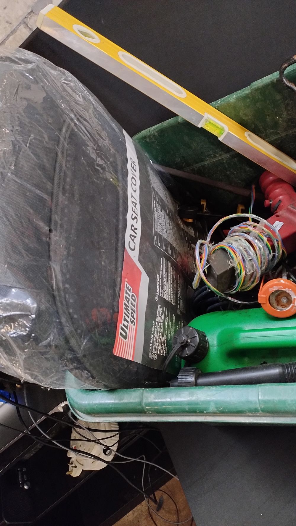 Lot 330: Tub of various items including car seat cover,...