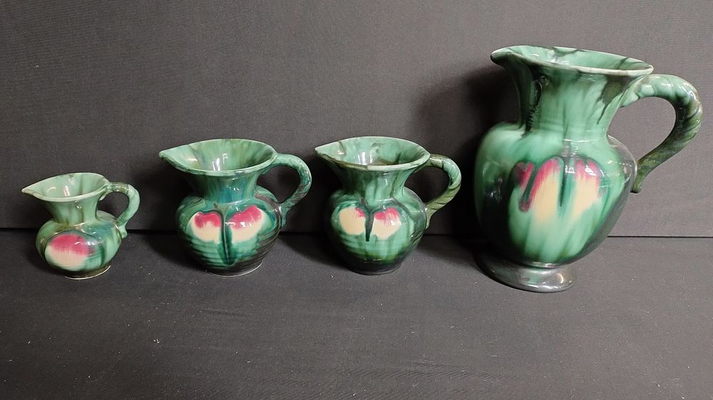 Lot 346: Set of four Vintage Green Enamel Braided Handled...