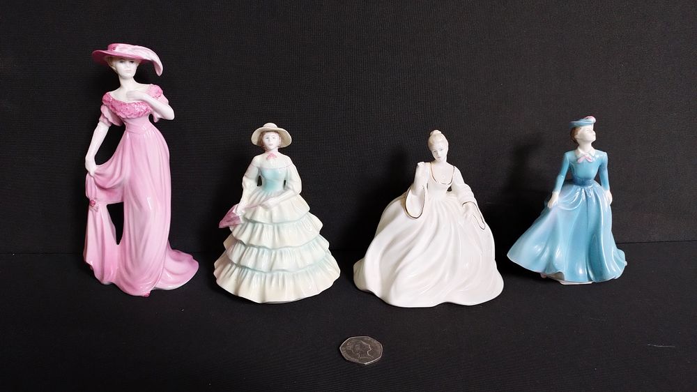 Lot 352: Four Coalport figurines, Ann, Samantha, Rosamond, Chantilly lace...