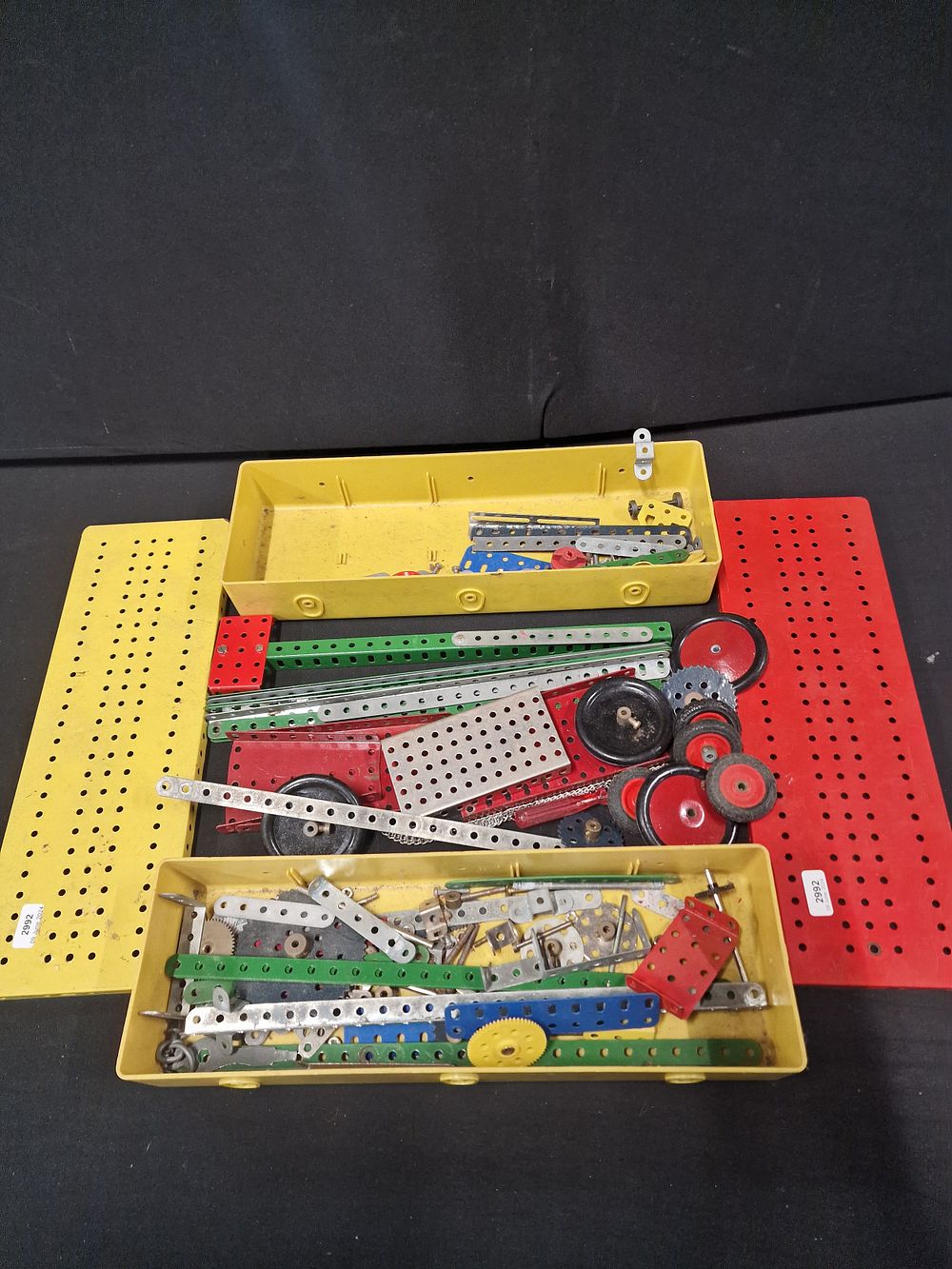 Lot 356: Two original cases of vintage MACCANO. Including playes,...