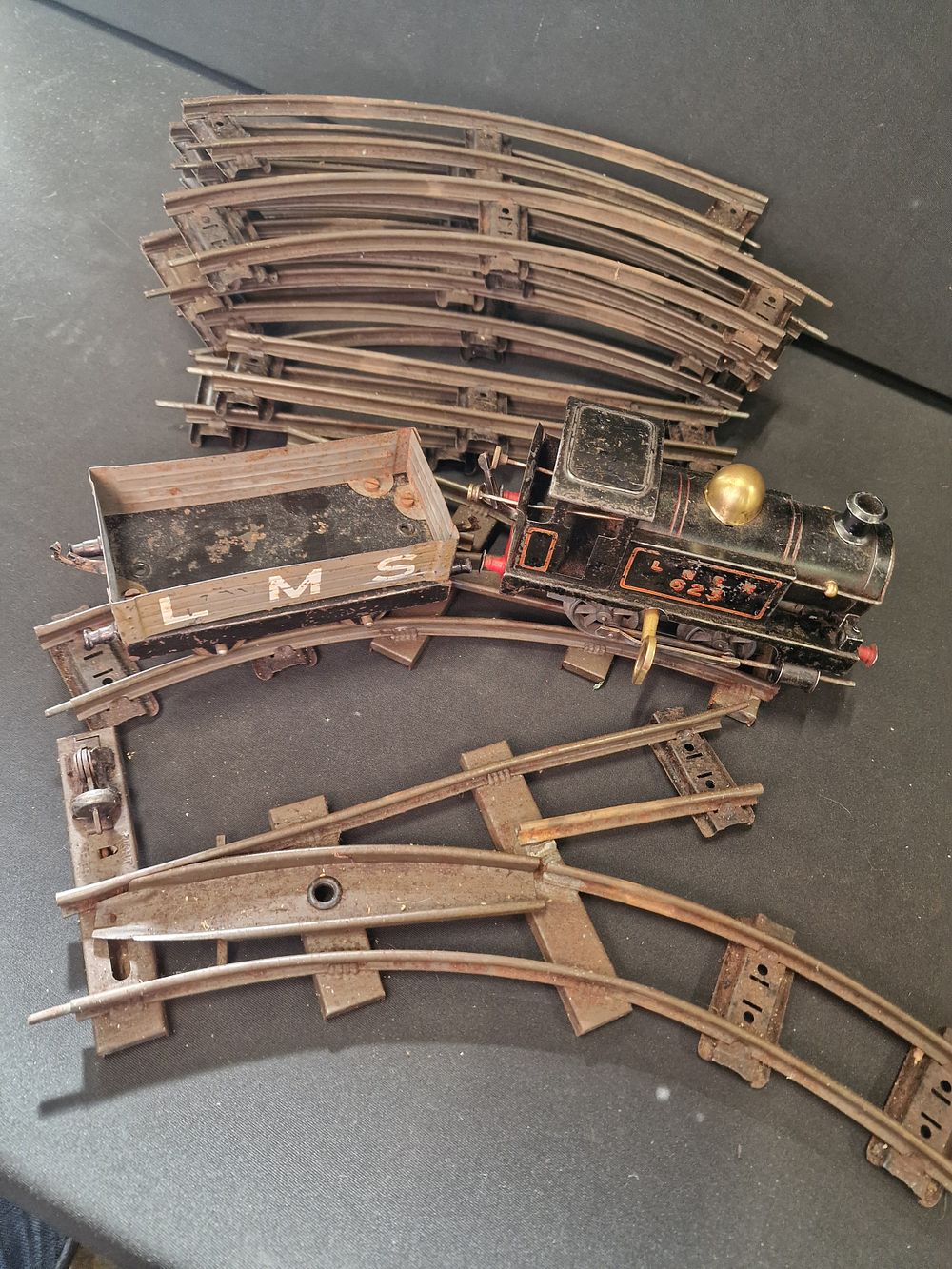 Lot 416: A vintage diecast Hornby train with carriage and...