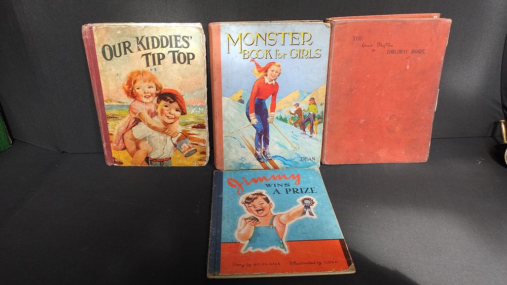 Lot 419: Four vintage children's books,Our kiddies tip top, Jimmy...