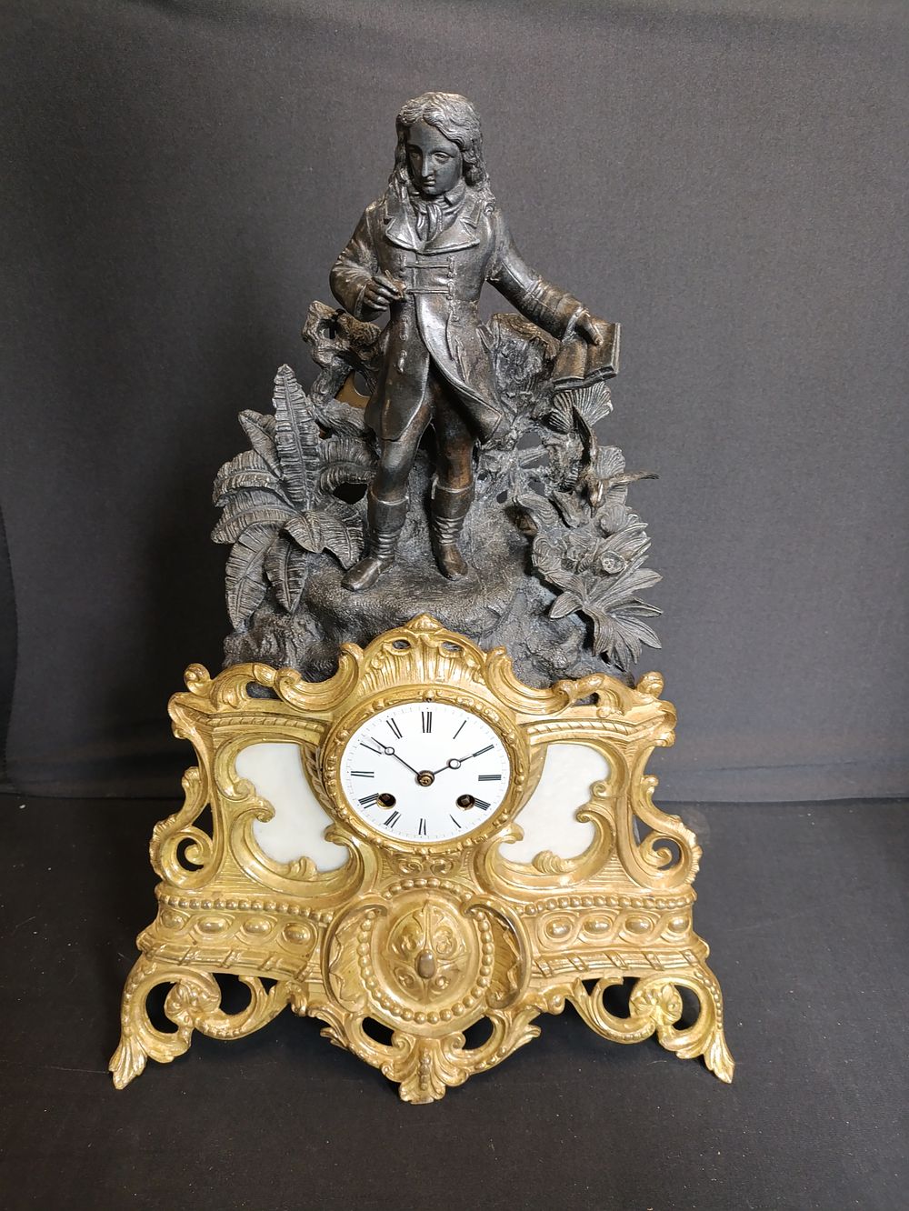 Lot 503: Venetian style Spelter mantle clock