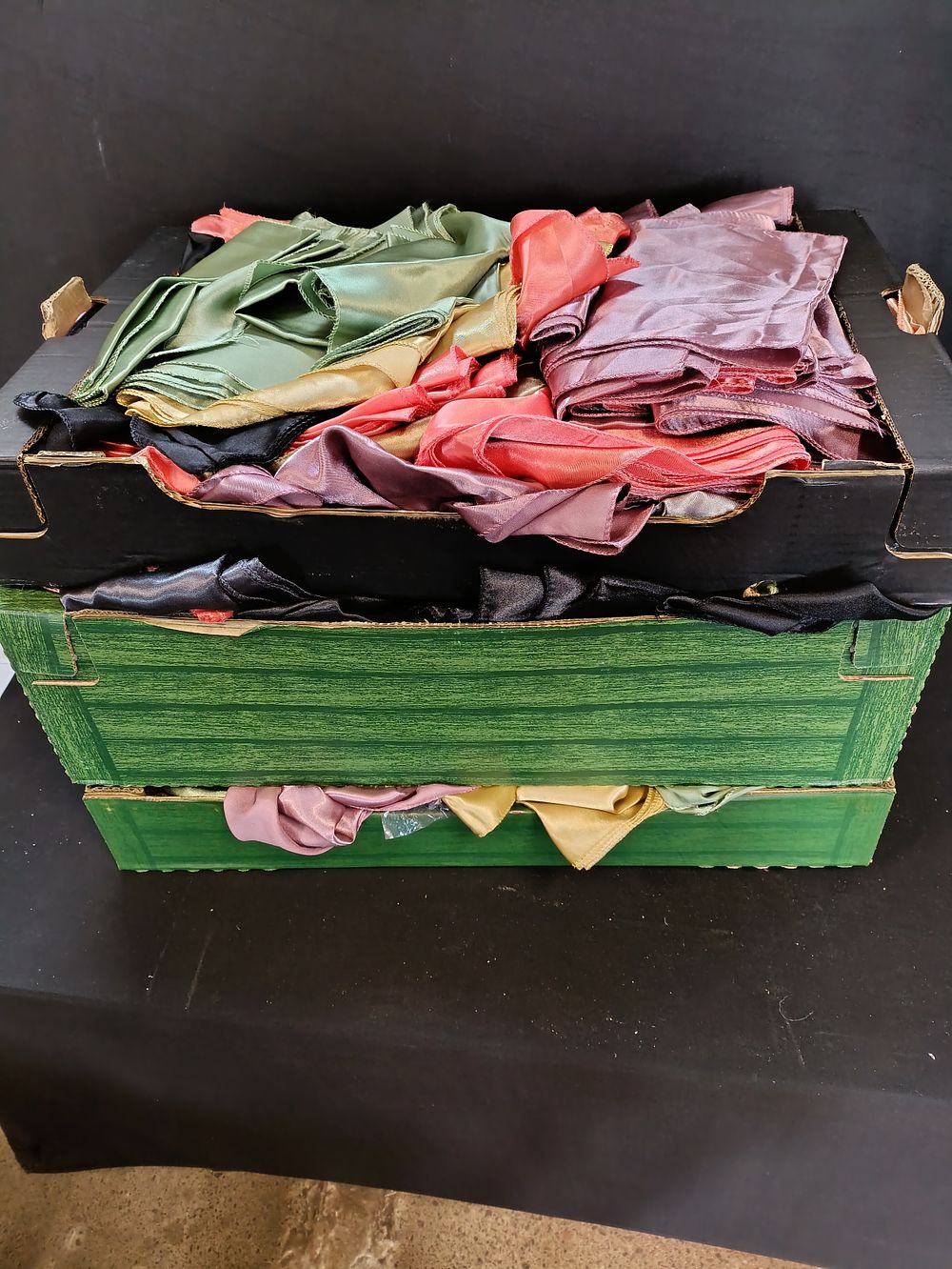 Lot 79: 3 large boxes of silk material ideal for...