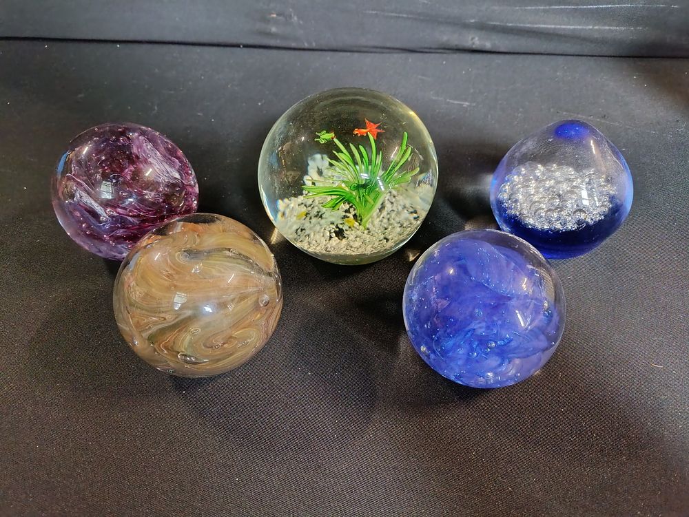 Lot 117: Collection of glass paperweights including Alum Bay, Bohemia...