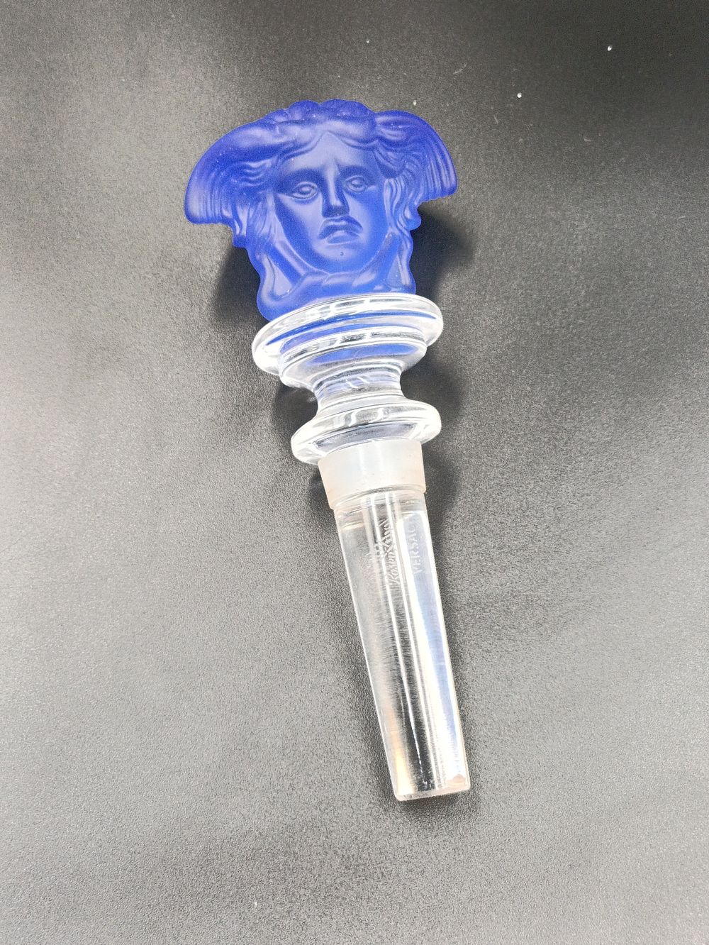 Lot 118: Rosenthal Crystal Versace blue Wine Bottle Stopper with...