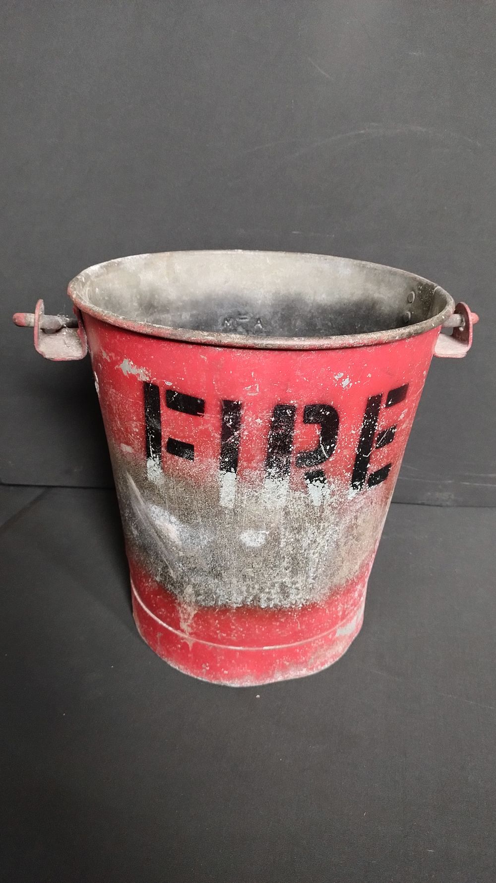 Lot 297: Vintage riveted, galvanised steel fire bucket with a...