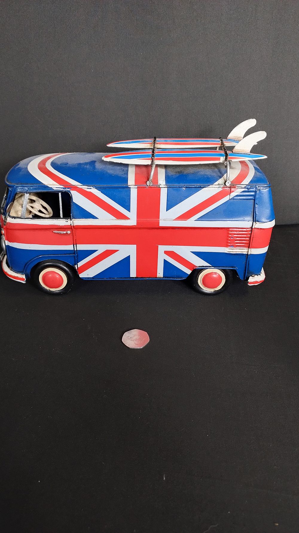 Lot 336: Metal campervan decorated in Red, White and Blue