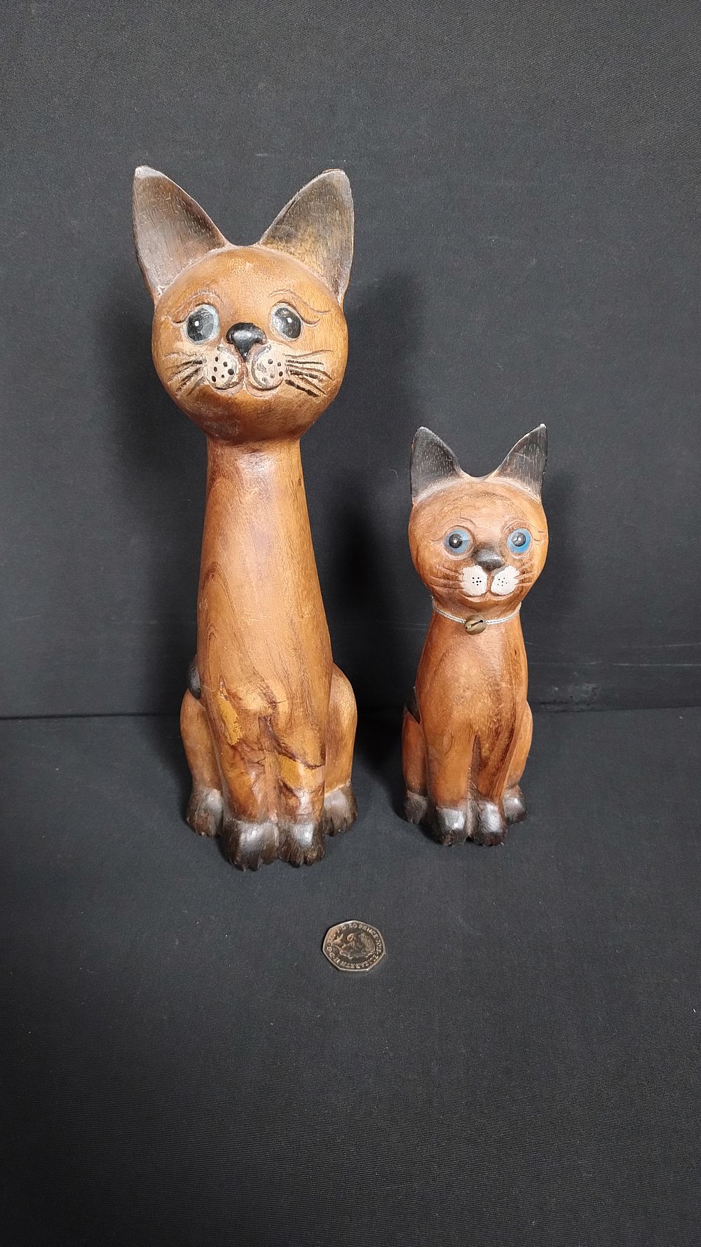 Lot 400: Two solid wood cats, H 30 x W...