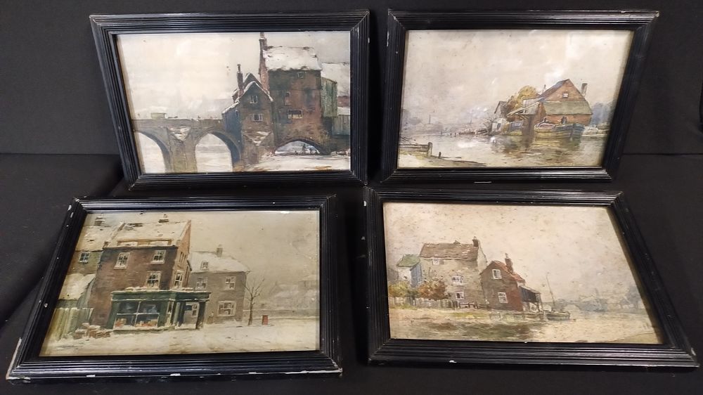 Lot 405: 4 small prints in frames measures approx L...