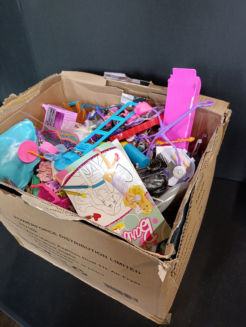 Lot 412: Large box of toys including vintage, Barbie, Monster...