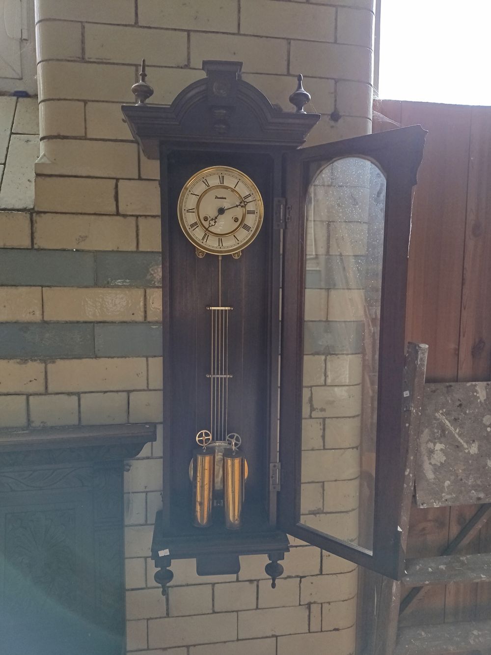 Lot 366: Victorian President Long Case Wall Clock approximately 110x30cm....