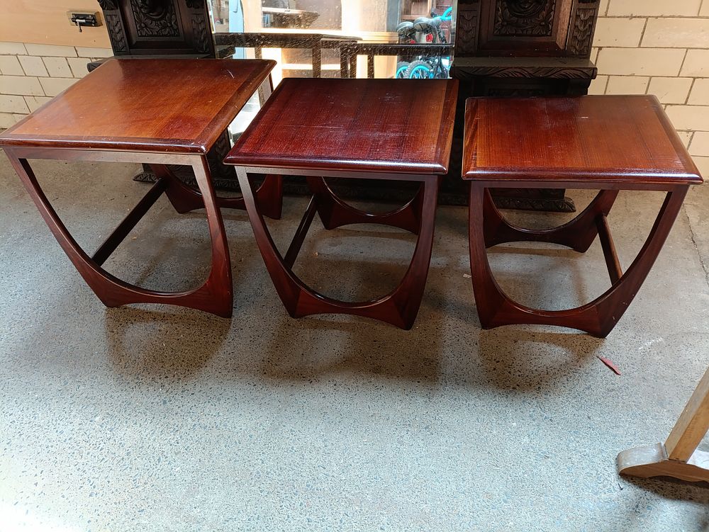 Lot 369: Mid century G plan style nest of teak...
