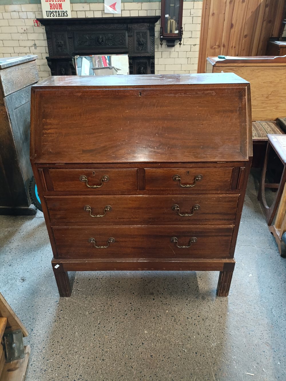 Lot 384: Vintage wooden writing bureau, approximately 101cm tall and...