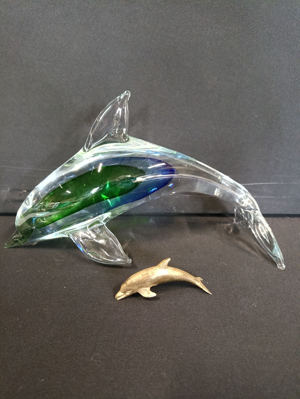Lot 158: Murano style hand blown glass dolphin approximately 25cm...
