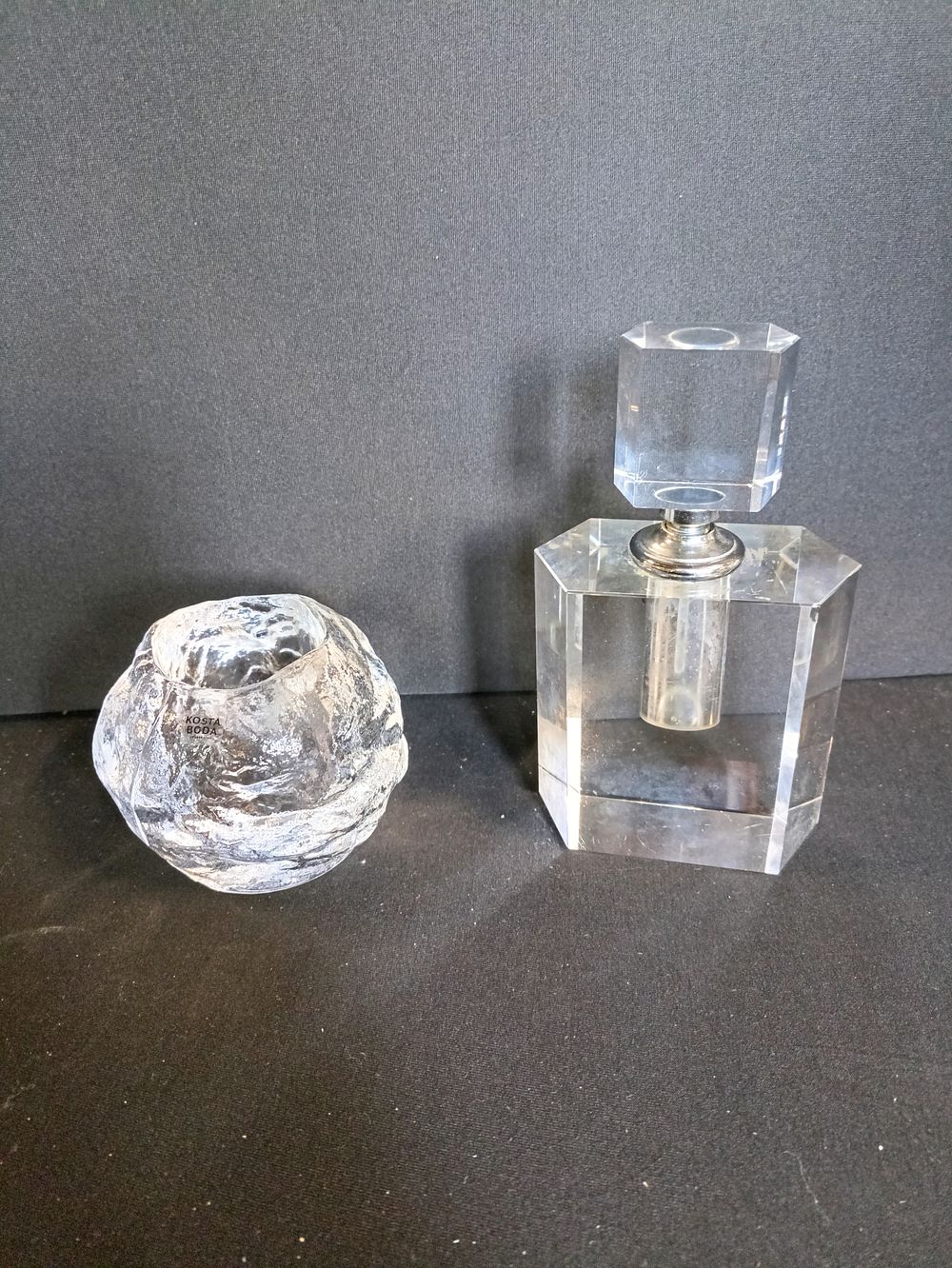 Lot 245: Crystal Kosta Boda candlelight holder and glass scent...