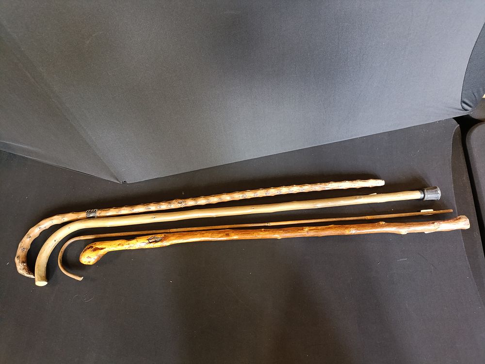Lot 251: 4 vintage wooden walking sticks