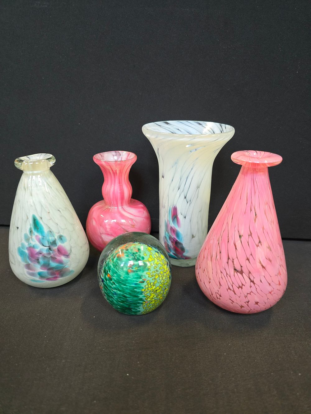 Lot 62: Five pieces if various coloured madina glass includes...