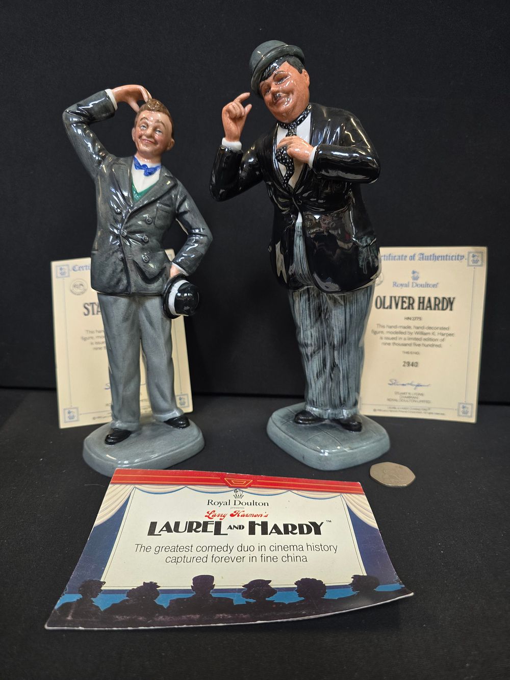 Lot 63: Royal Doulton china figurines, 'Stan Laurel' HN2774 and...