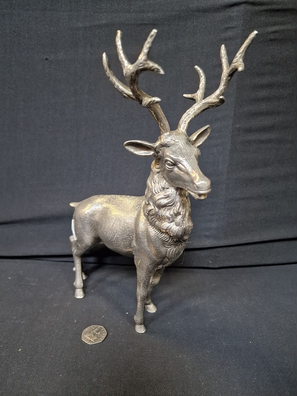 Lot 74: Metallic Stag Figurine. Approx. 30cm High