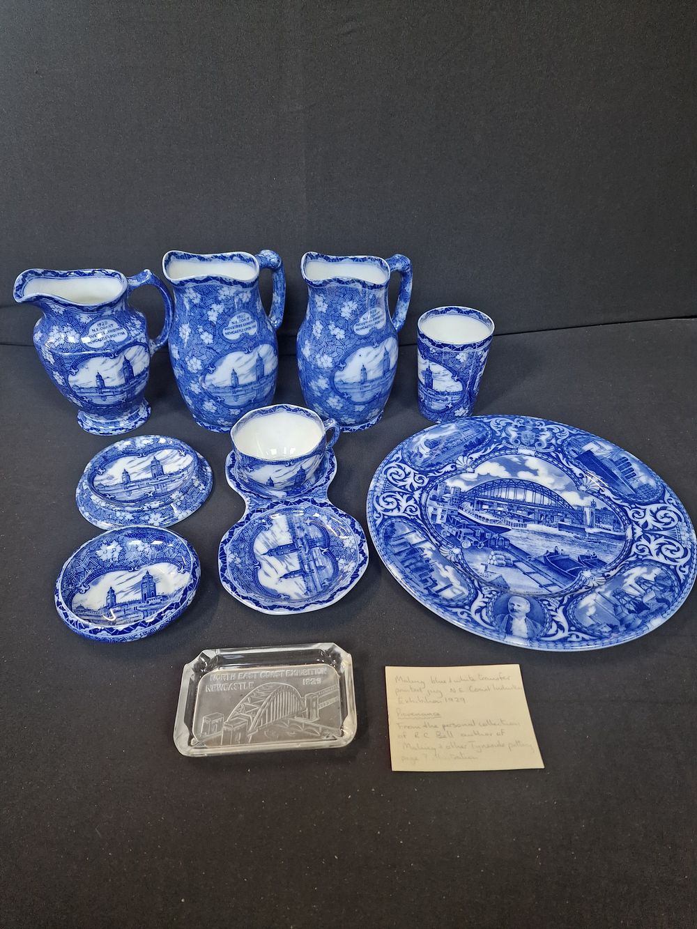 Lot 80: Maling Blue & White Transfer Printed Jugs, Cups...