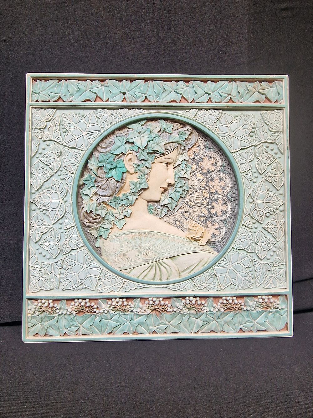 Lot 90: Alphonse Mucha Ivy 1901 Design Tile. 255 x...