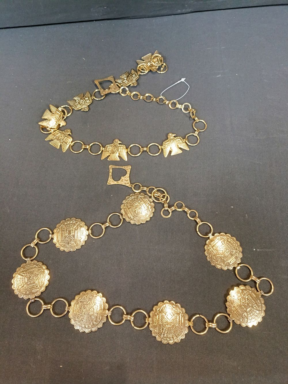 Lot 95: Two Ladies gold coloured chain belts