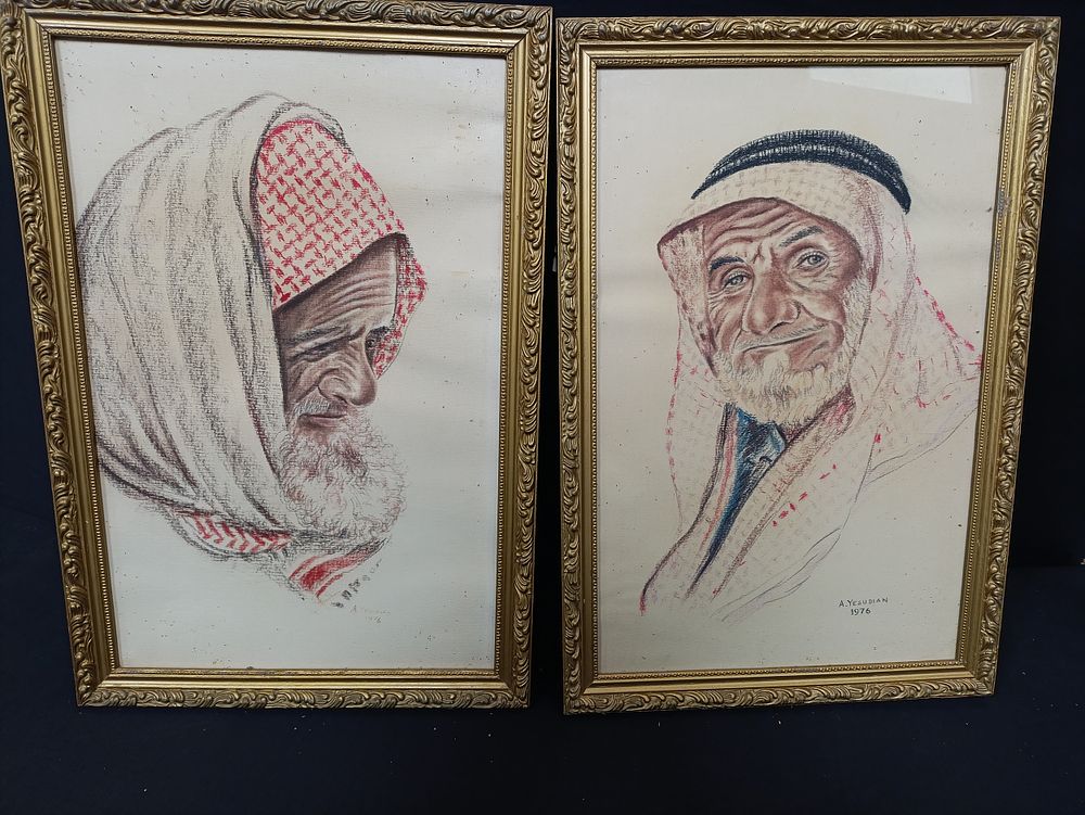 Lot 97: Two pencil Drawings of an Arabian man, approximately...