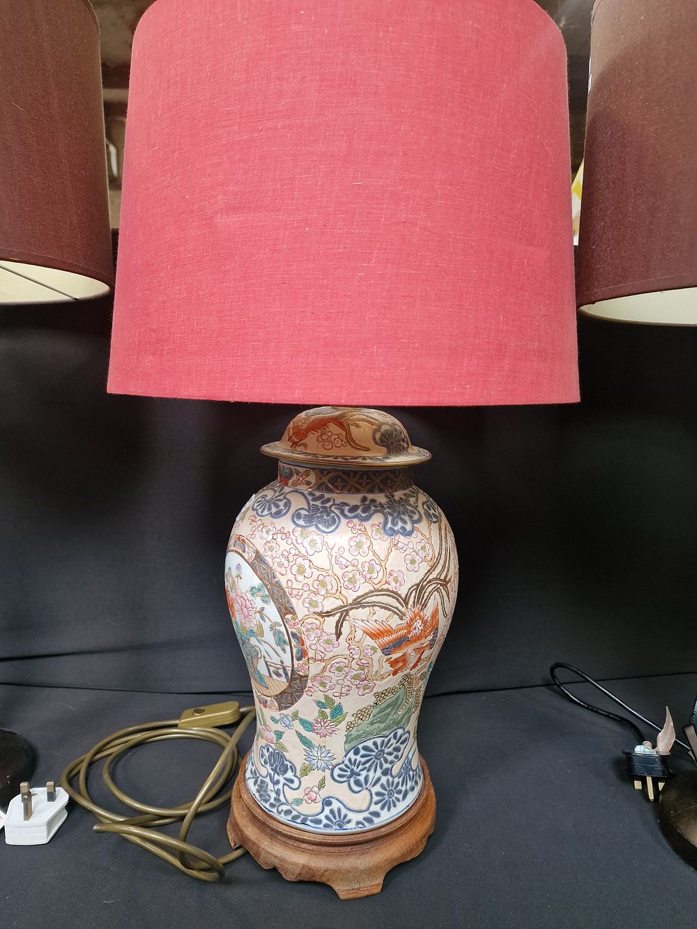Lot 100: Ornate oriental ceramic lamp, Approx 65cm High