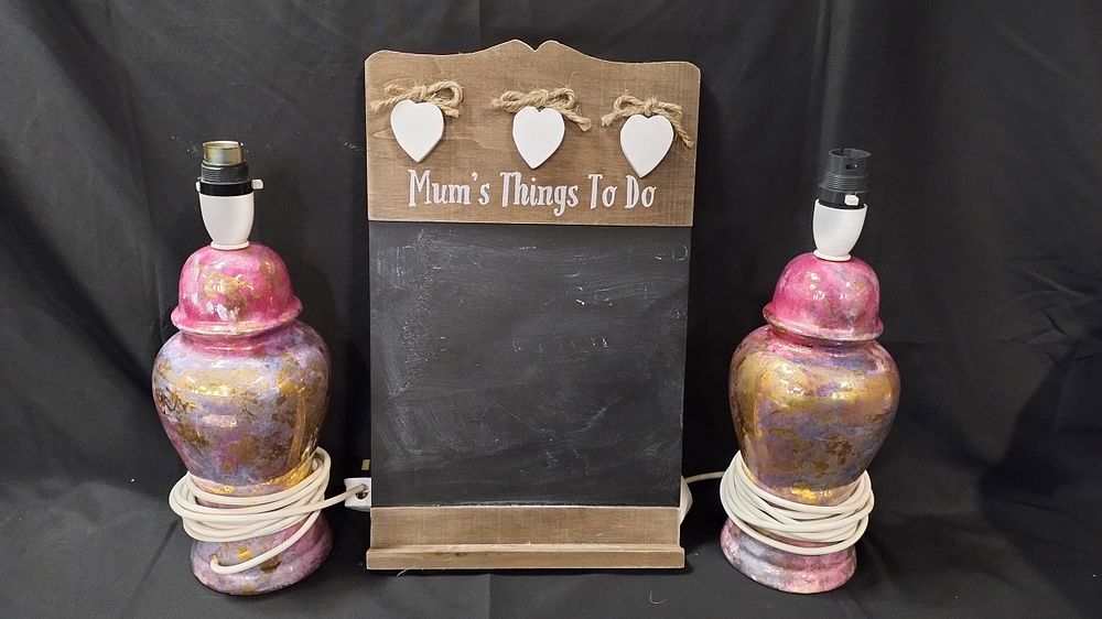 Lot 120: Various household items including a pair of luster...