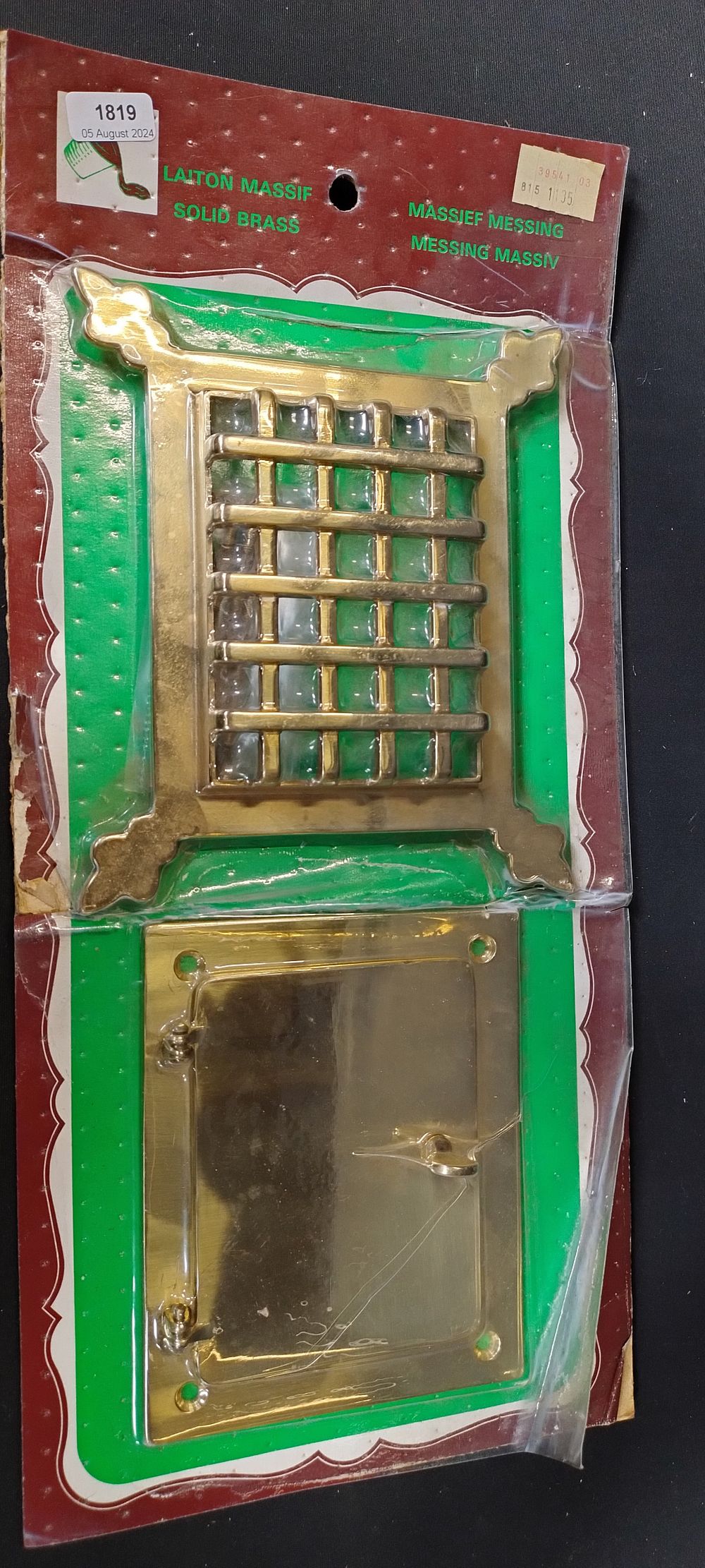 Lot 156: Brass cavity vent and latch door packaged