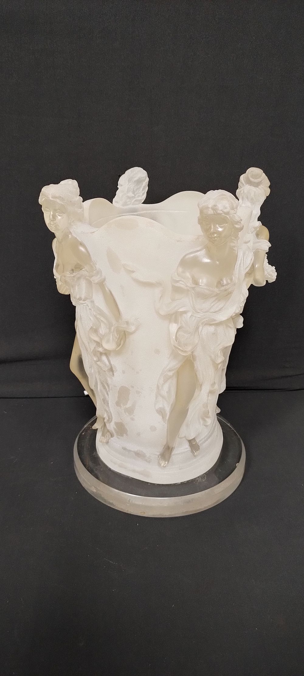 Lot 157: Vintage Widdop & Bingham Lalique style table lamp....