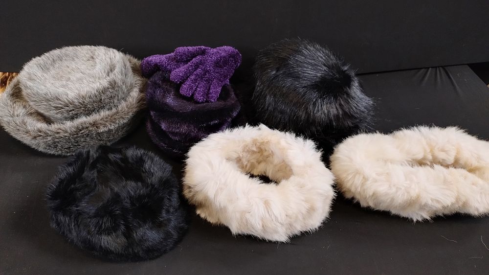 Lot 161: Selection of ladies faux fur hats and headband...