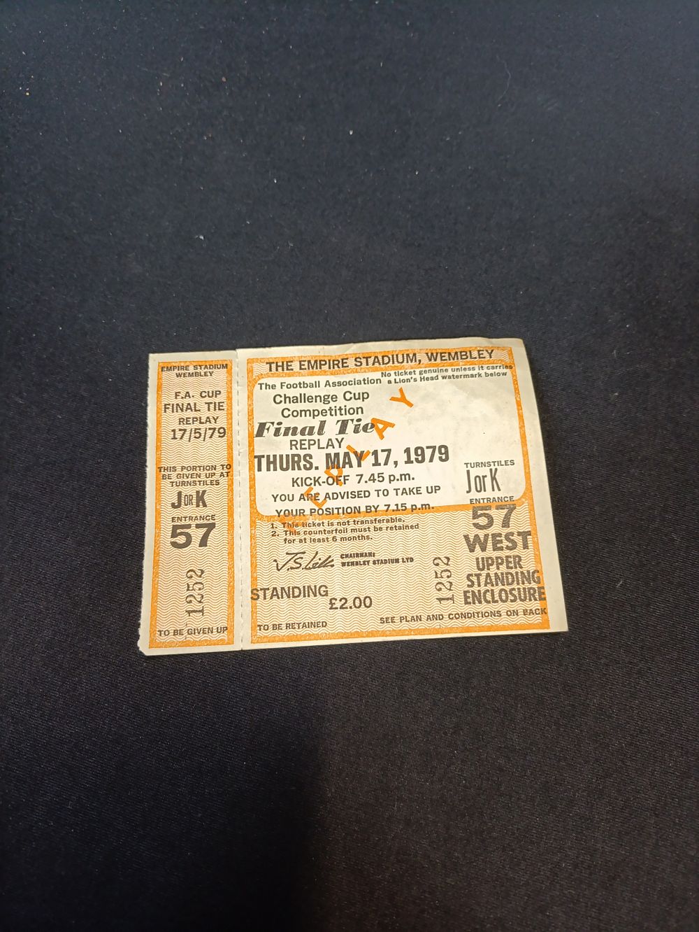 Lot 174: Unused 1979 FA Cup Final Tie Replay Ticket
