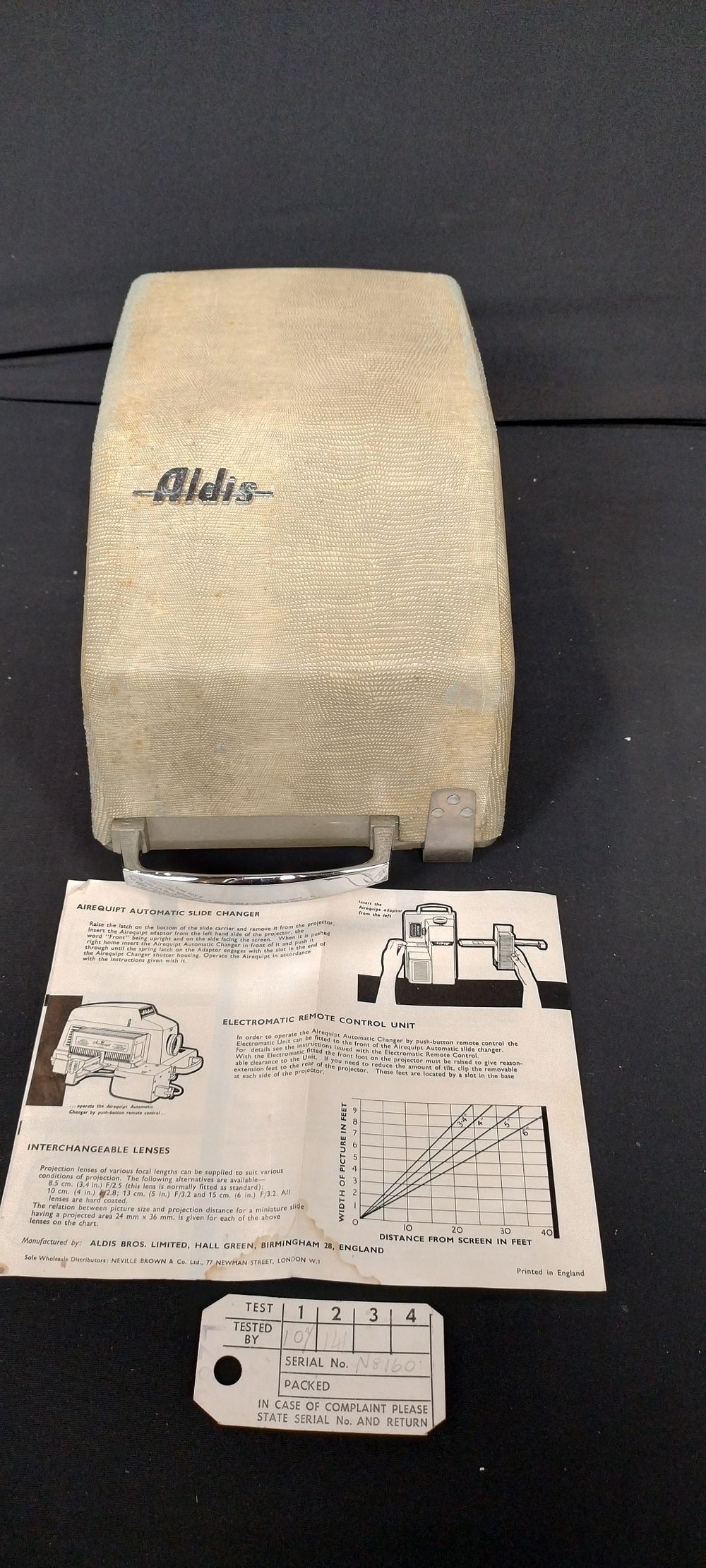 Lot 187: Aldis 303 Projector slide in lidded case and...