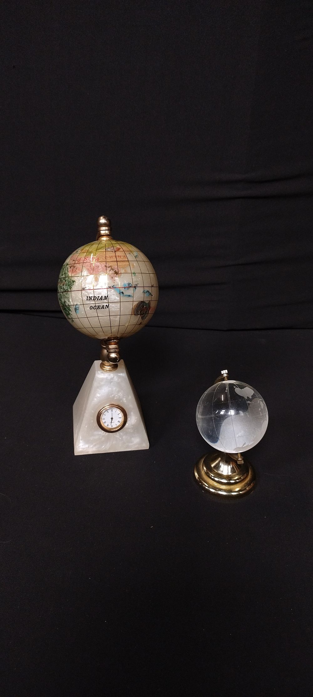 Lot 190: Two world globes one etched glass and one...