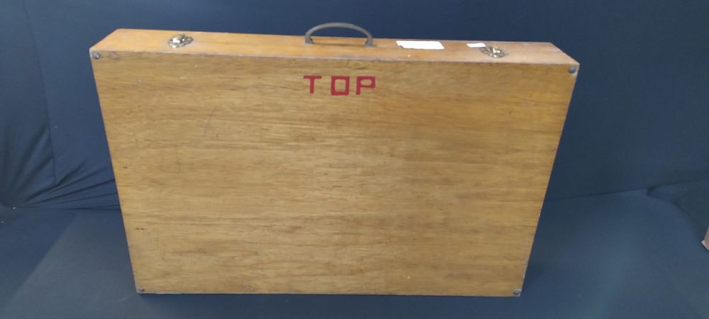 Lot 207: Large wooden box with top and bottom sections...