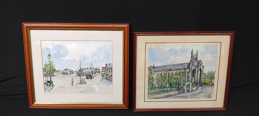Lot 212: Two framed pictures of Lancashire one is Brownhill...