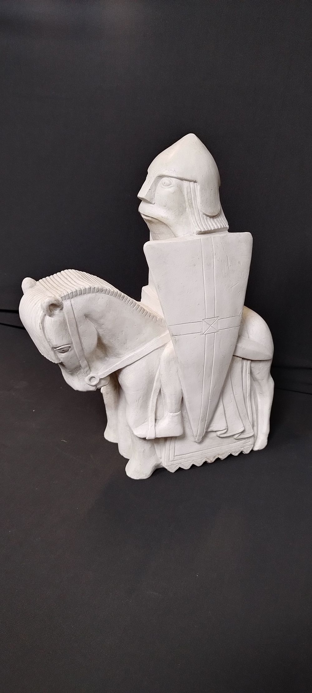 Lot 216: Large resin chess piece of a knight. Measures...