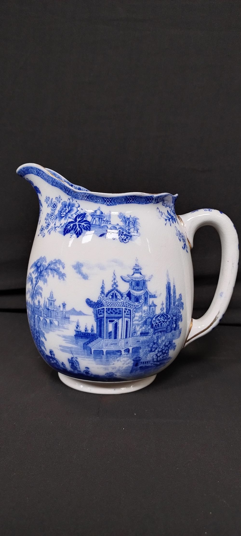 Lot 235: Royal Doulton Burslem Flow Blue cream pitcher in...