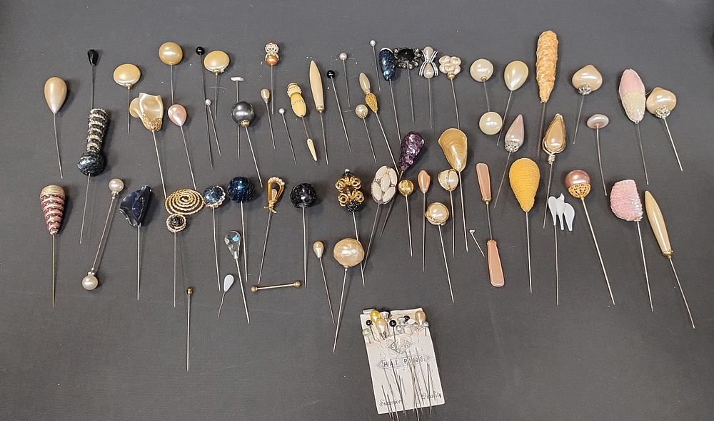 Lot 259: Selection of vintage hat pins various styles including...